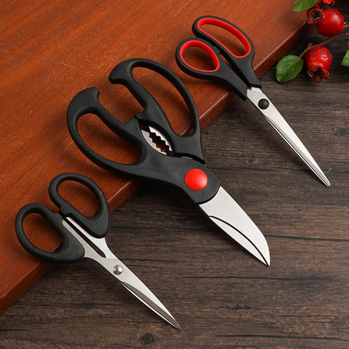 3PCS-Multi-functional kitchen scissors; household stainless steel scissors for food; chicken bone scissors.