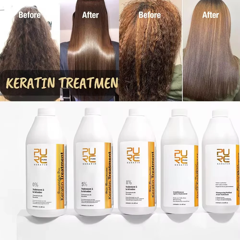 1000ml Brazilian Keratin Hair Treatment 0%/5%/8%/12% Formalin Smoothing Straightening Soften Hair Care Professional Salon PURC