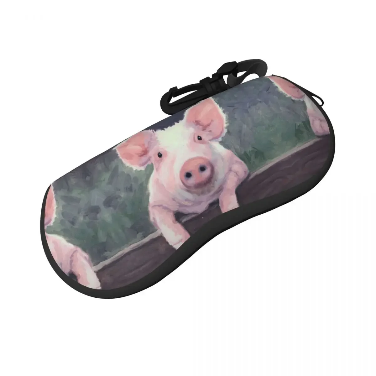 Portable Eyewear Case Cover Farmhouse Pig Sunglasses Soft Glasses Box With Lanyard Zipper Eyeglass Protector