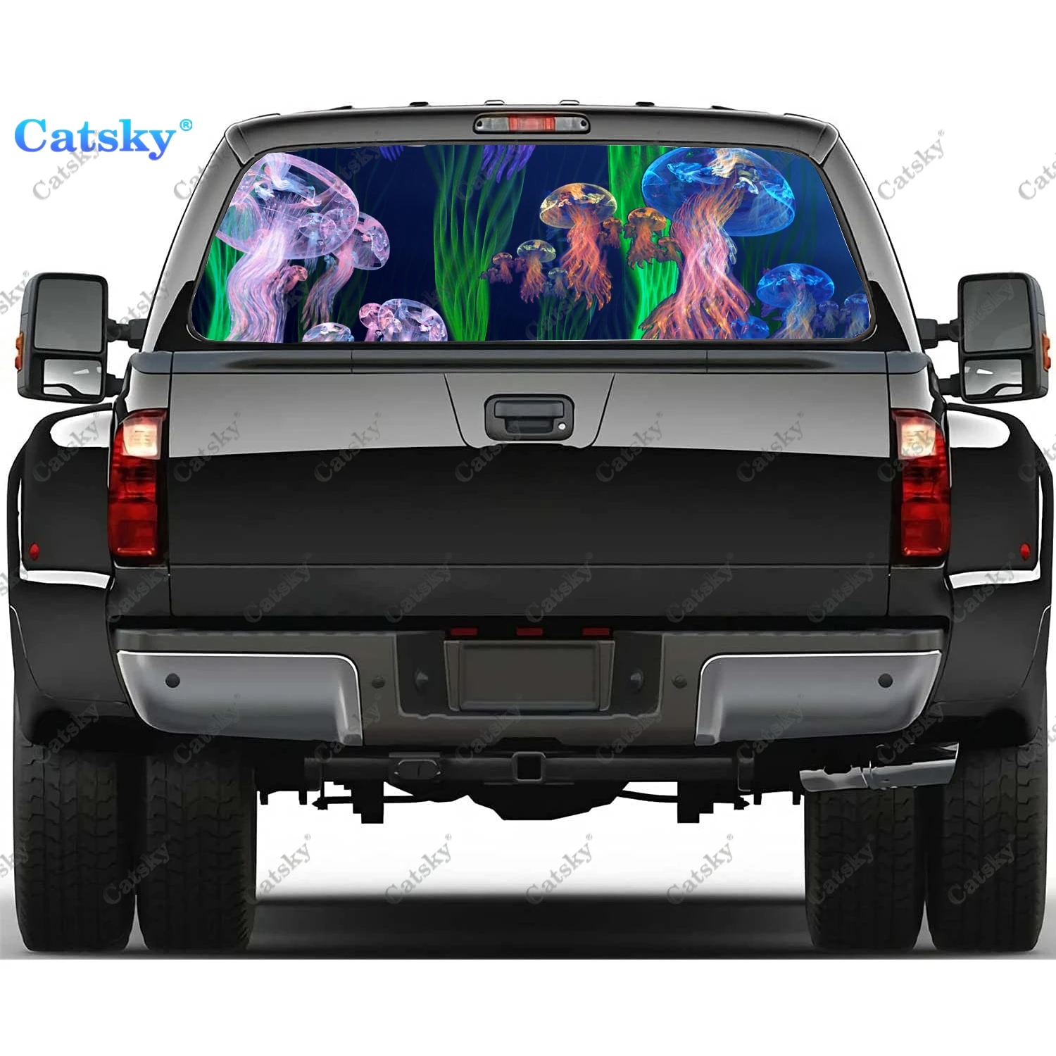 

Jellyfish Mushroom Car Body Rear Window Stickers Windshield Decal Truck Rear Window Decal Tint Perforated Vinyl Wrap Graphic