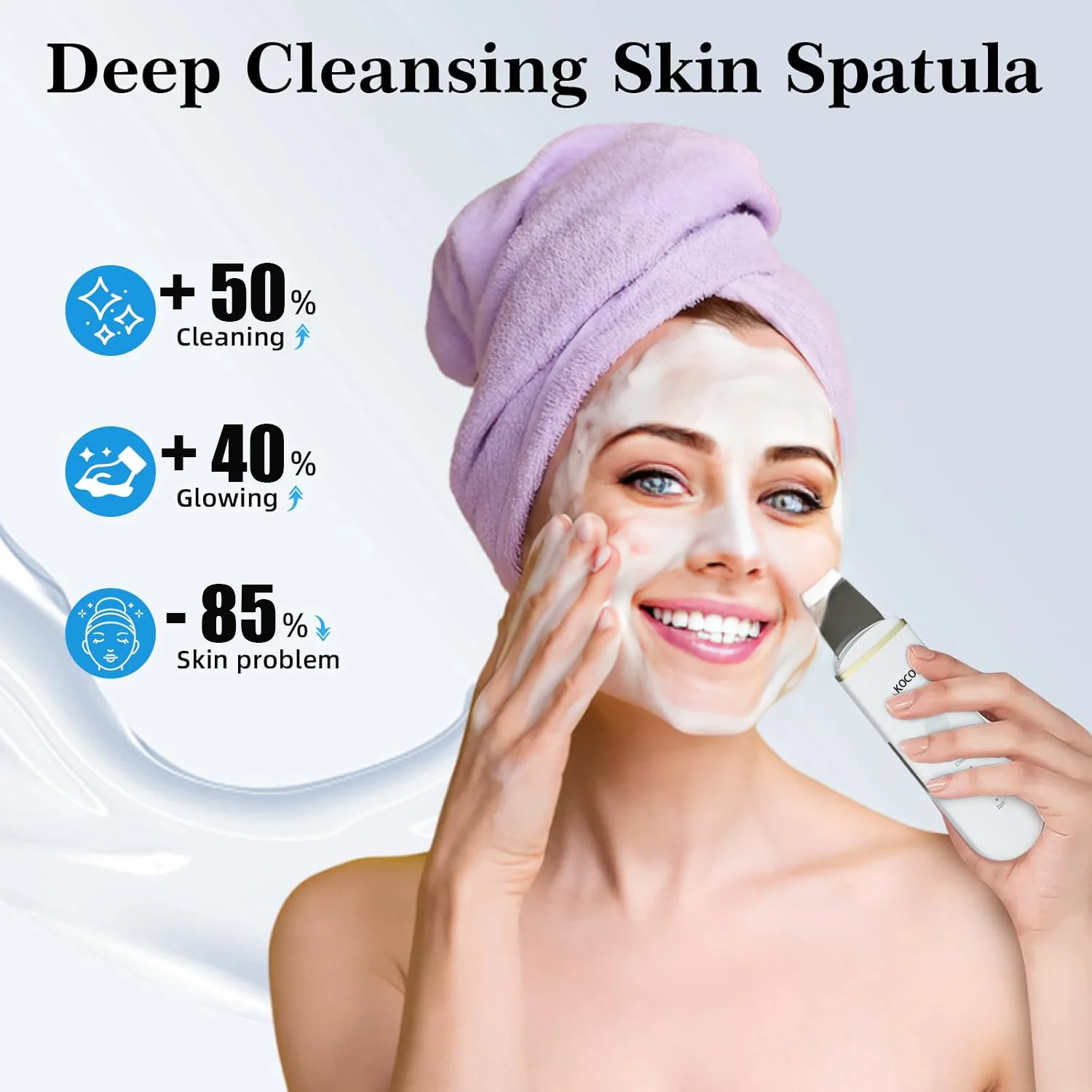 KOCOZA Skin Scrubber Face Spatula Skin Spatula Pore Cleaner Blackhead Remover Tools for Facial Deep Cleansing-4 Modes -White