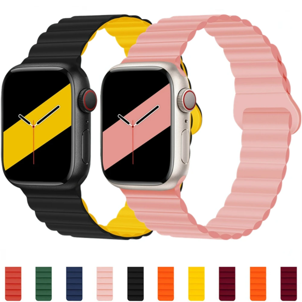 

Magnetic Loop Silicone Strap for Apple Watch 49mm 45mm 41mm 44mm 40mm 42 38mm Sport Wristband for iWatch Ultra 8 7 6 5 4 SE Band