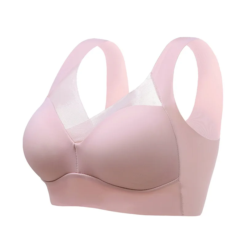 

Ladies Sexy Lace Underwear Sexy and Comfortable No Steel Rings Fixed Cups Gathered Large Size Bra Thin Section Seamless Lingerie
