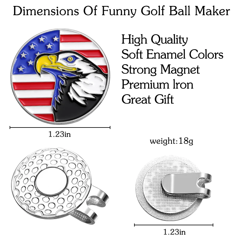 New Golf Ball Hat Clip I Love USA American Flag Design Magnetic Alloy Marker Golf Caps Clips Accessories Gift for Lover