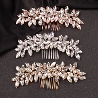 Crystal Rhinestone Hair Combs Rose Gold Silver Color Headpiece For Bride Women Wedding Hair Accessories Head Jewelry 6