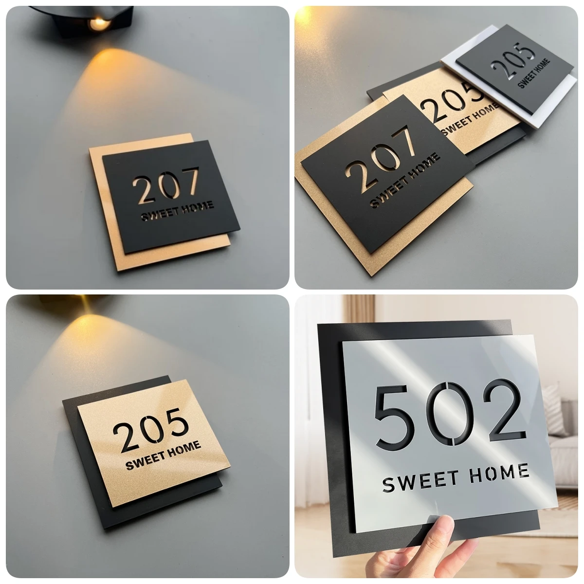 Black Custom Address Sign 6 | Custom Contemporary Black House Number 1