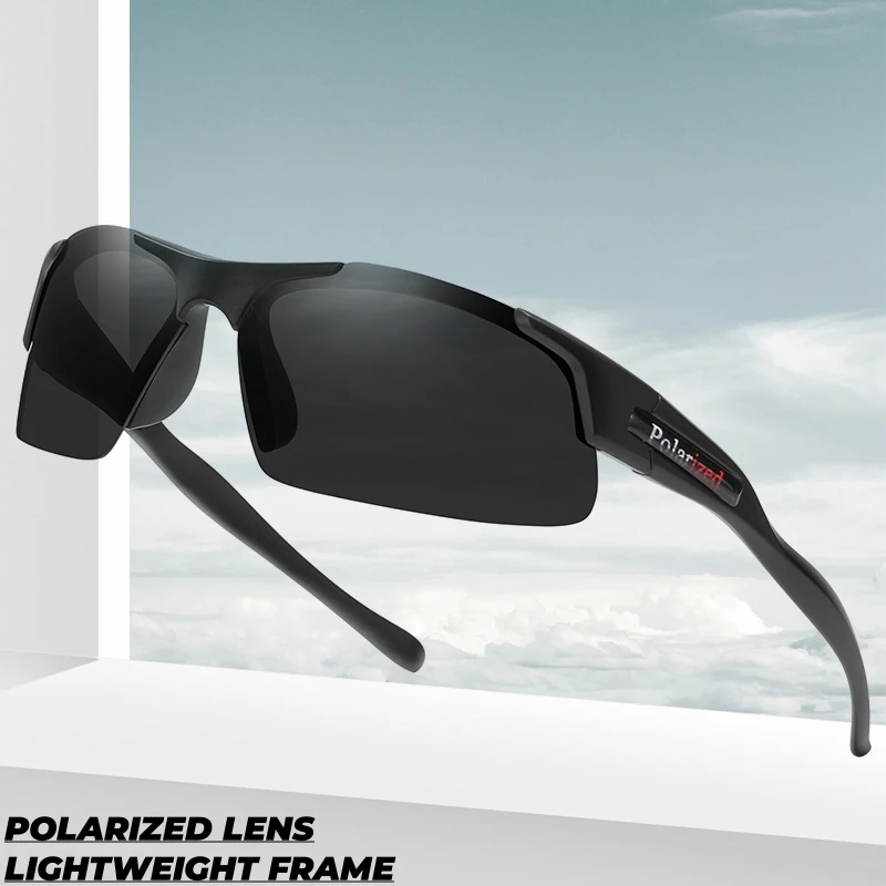 Klassische halbrandlose polarisierte Sport-Sonnenbrille, verträumte mehrfarbige Gläser für Reisen, Fahren, Angeln, Radfahren, UV-Schutz, Unise