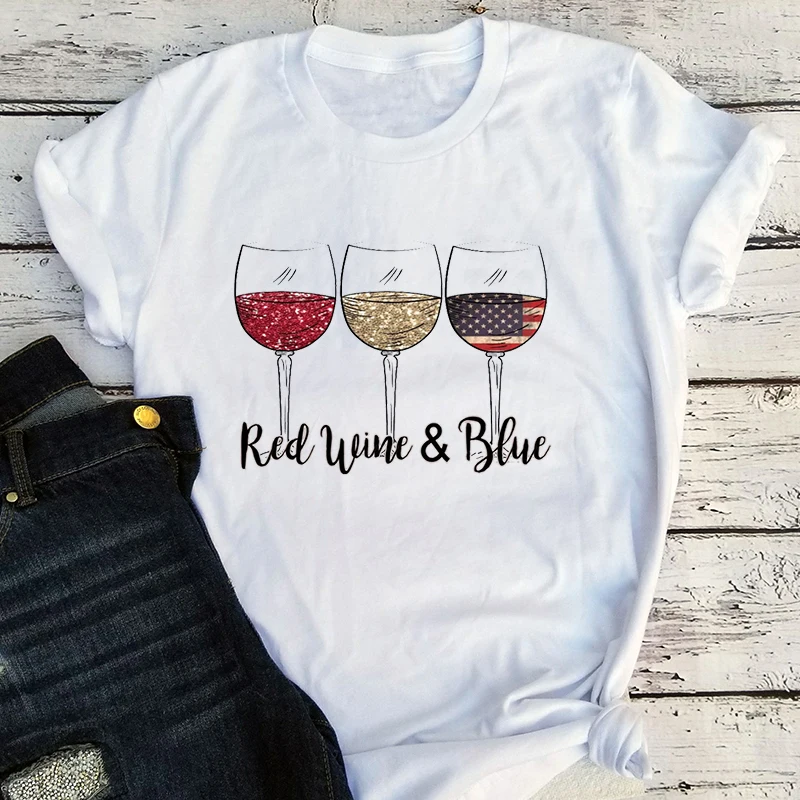 

Red Wine 4th of July Wine T Shirt Red White Wine Glasses Shirt Flag Wine Glasses Tee Patriotic Ladies Red Wine Tee July 4th m