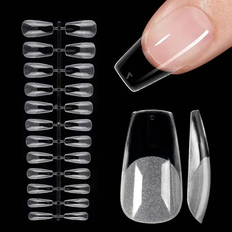 False Nails Soft Gel False Nails Capsule Square Oval Almond Nails Tips for Extension Finger Tips DIY Art Press on Nail Manicure Tool