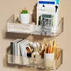 Wall Mounted Cosmetics Storage Rack No Hole Required Plastic Corner Wall Shelf Organizer Bathroom Accessories 3