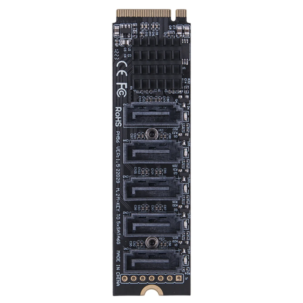 Adapter Card M.2 To SATA 3.0 M.2 MKEY PCI-E Expansion Card 5/6 Port SATA3.0 Adapter NVME To SATA 6Gpbs Support PM Function