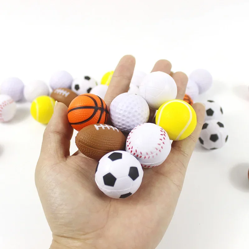 Squeeze Ball Toys Squeeze Ball Stress Relief Toy 4CM Football Basketball Baseball Tennis Soft Squishy Antistress Kid Outdoor Novelty Gag Toys