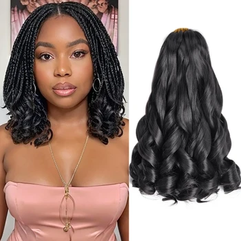 French Curls Braiding Hair14Inch Synthetic Spiral Curls Braids Hair Extensions For Women Pre Stretched Loose Wave Braiding Hair 1