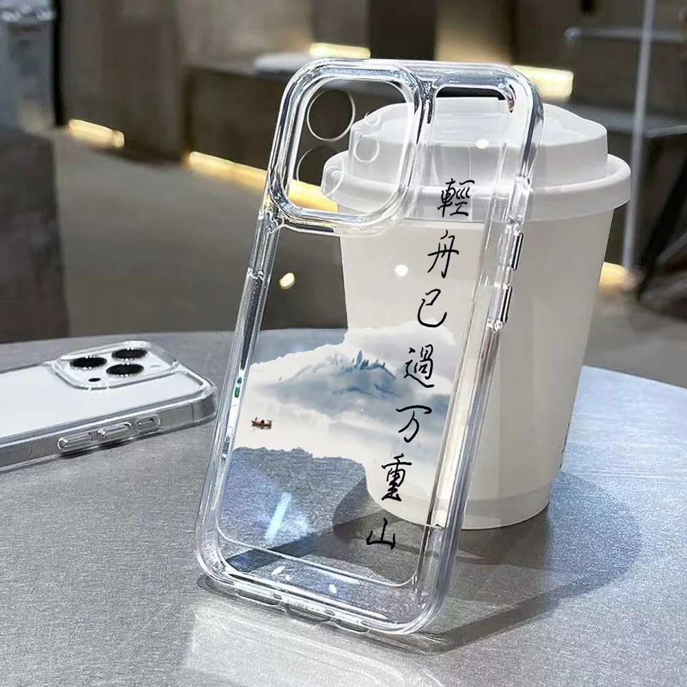 Ästhetische Kunst Schrift Telefon hülle für iPhone 16 15 14 13 12 11 pro max mini x xs xr se 7 8 plus transparente stoß feste Softcover