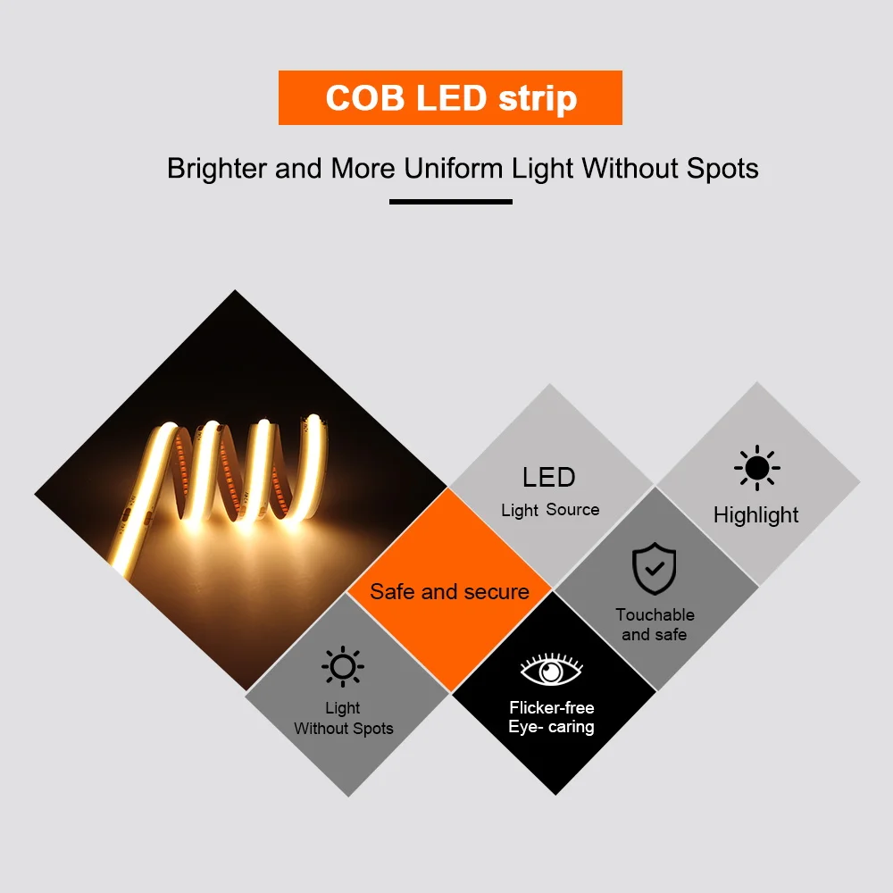 MALIIGAZA COB LED Strip 5mm 8mm 10mm Width Warm Nature Cold White Color Flexible 12V 24V LED Tape Bar Light House Room Decor led light led light bar