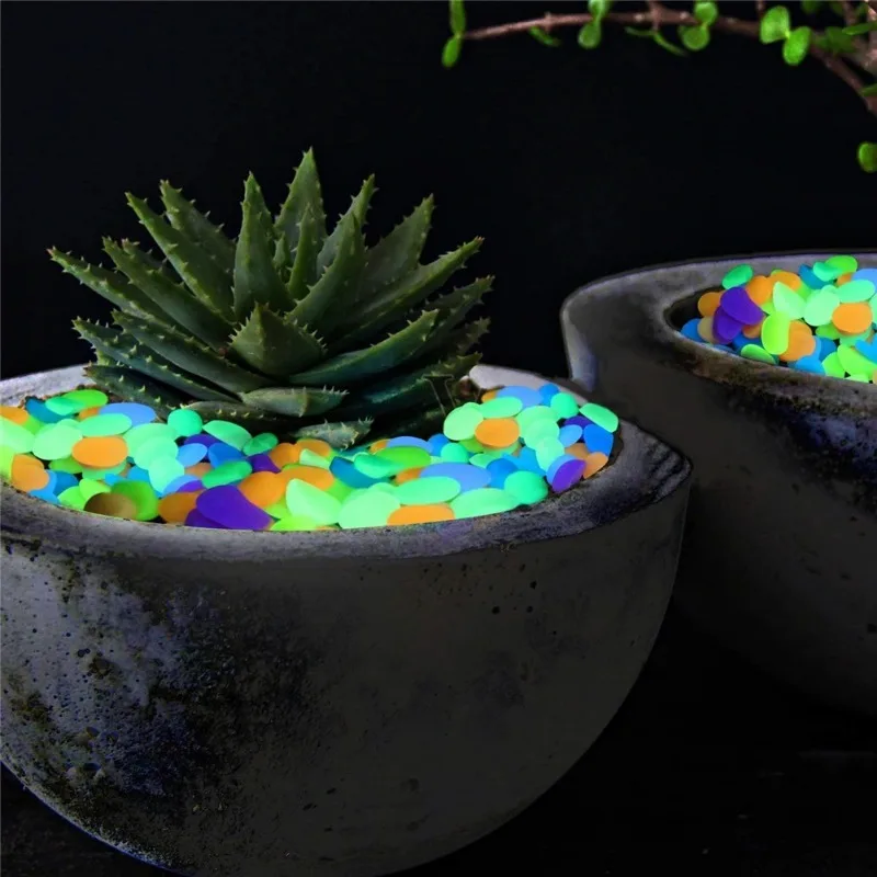 Glowing Garden Glowing Stone in Dark Pebble Garden Path Aquarium Landscape Decorative Stone 100Pcs