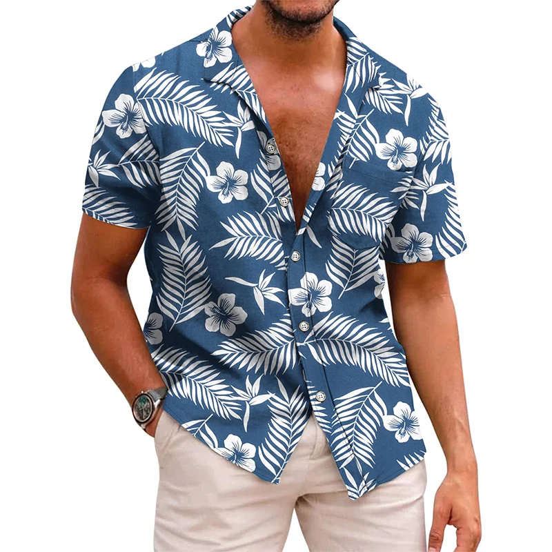 thumbnail image 1 of Camisas hawaianas para hombre, camisas casuales de manga corta con botones y estampado 3D, blusas de playa tropicales para hombre, camisa de manga corta para hombre, 1 of 5