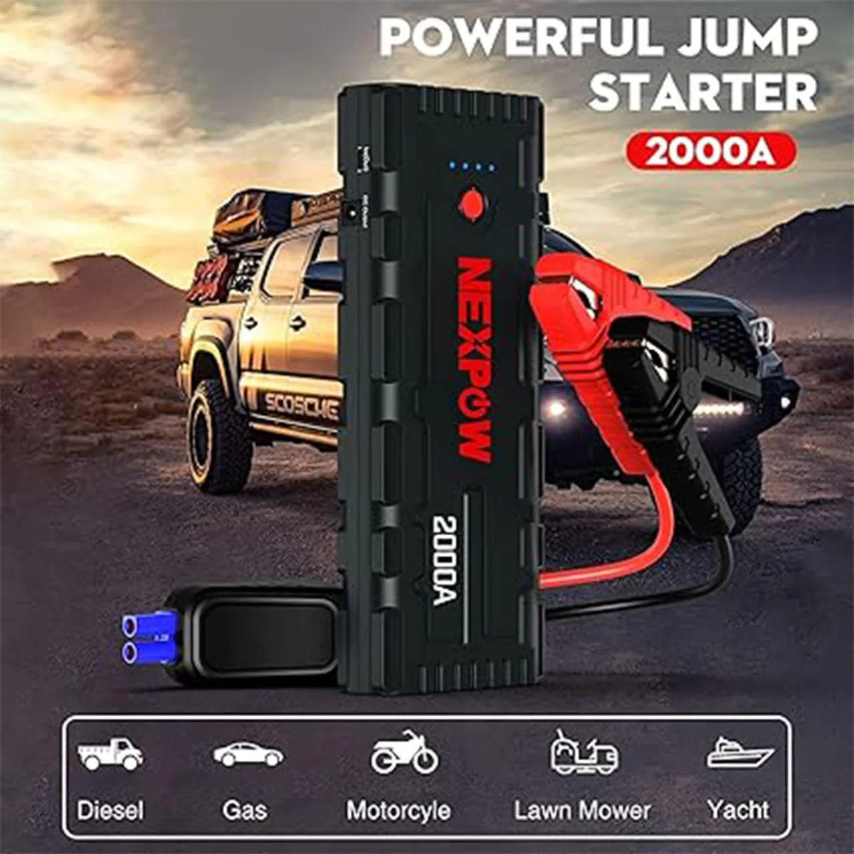 Avviatore Batteria Auto NEXPOW - Starter Emergenza 12V Per Auto E Moto, Con Torcia LED - Foto 8