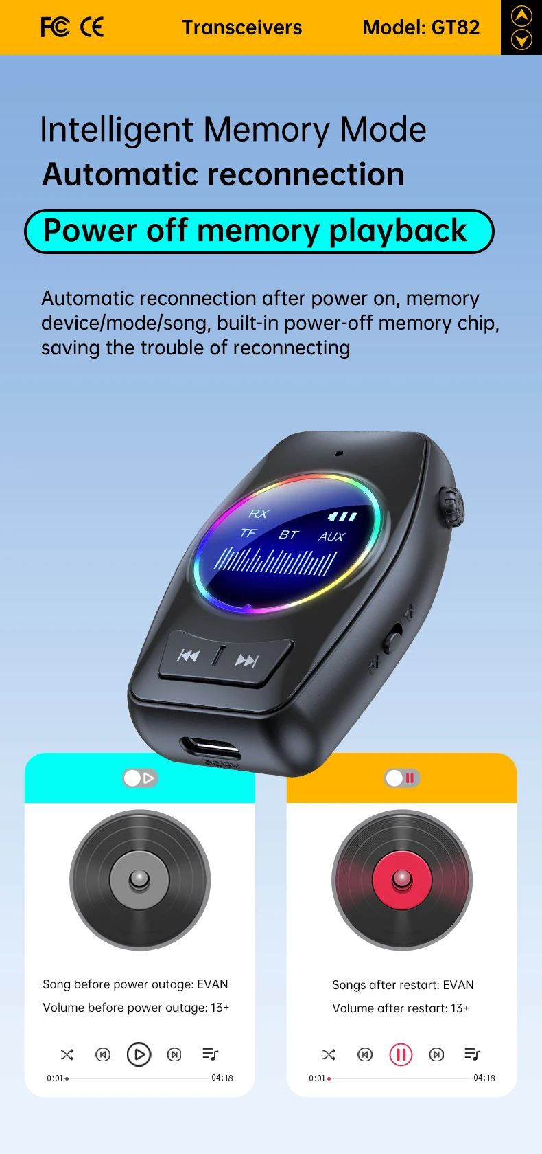 AUX Bluetooth 5.4 Audio Adapter Receiver Transmitter 4 in 1 With Display Screen