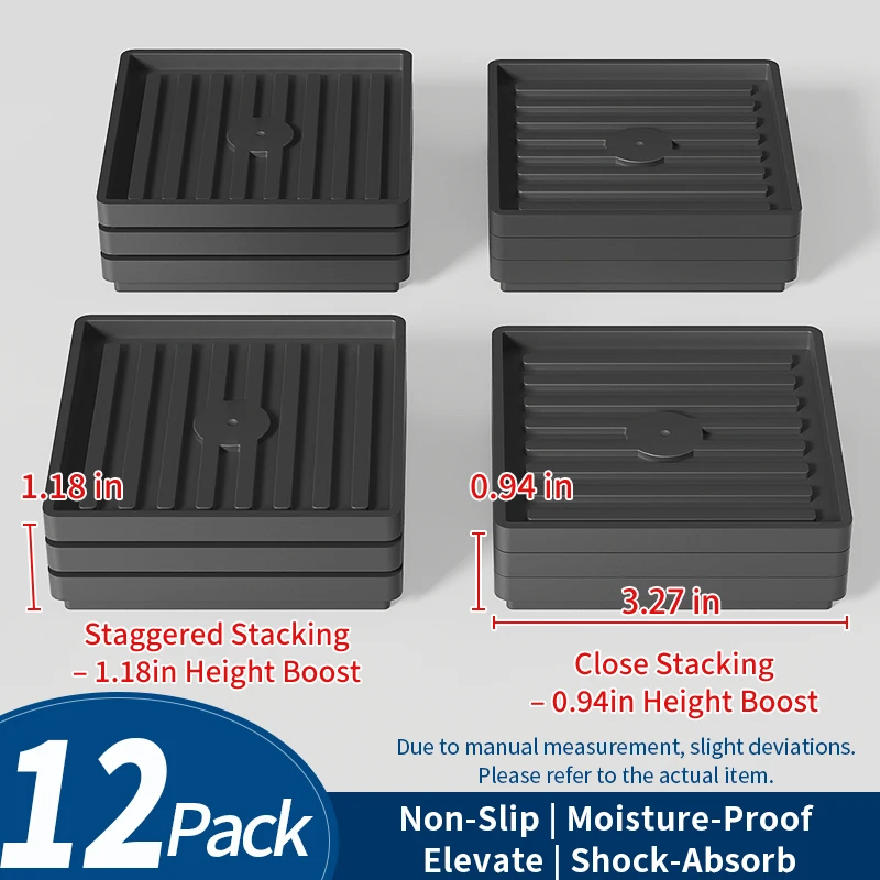 Versatile Anti-Slip Stackable Furniture Risers with Scratch Protection