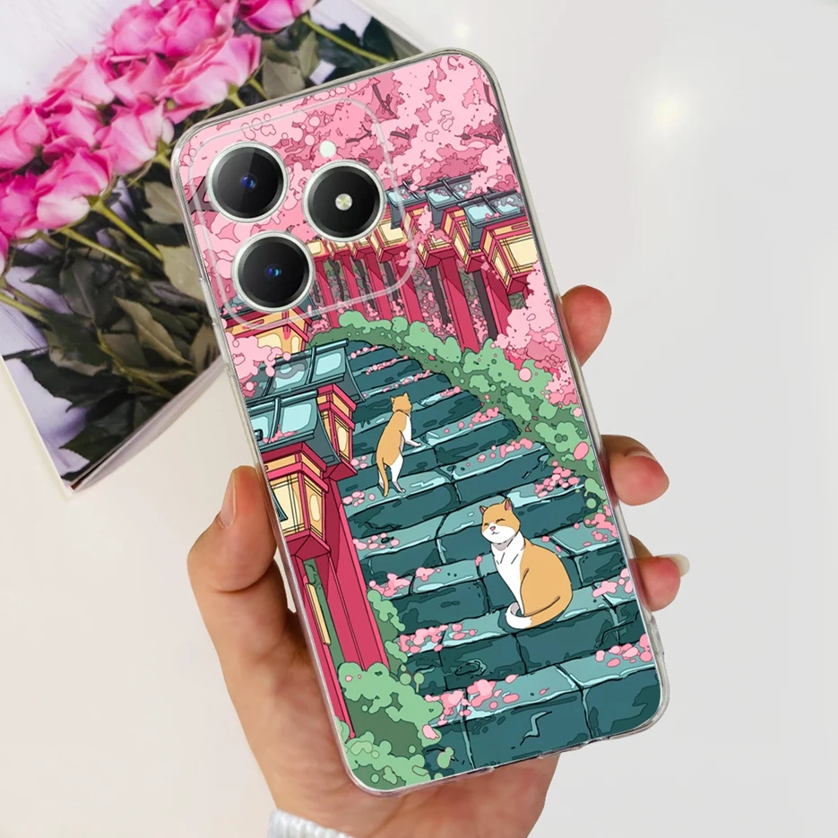 Cute Cat Cartoon Painted Soft Silicone Phone Case Cover