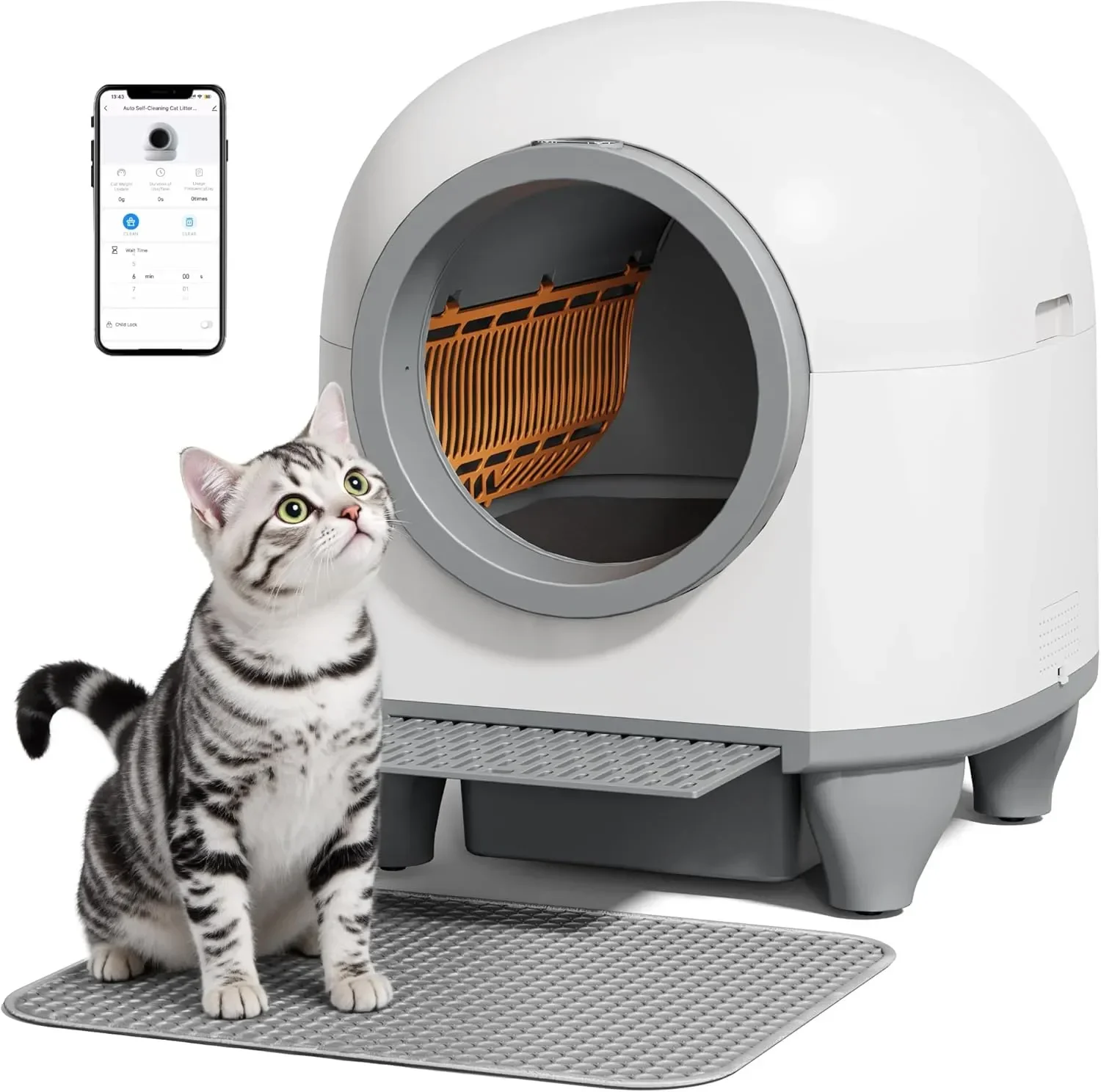 Samoczyszcząca się kuweta dla wielu kotów 80L Automatyczna kuweta dla kota Sterowanie aplikacją Usuwanie zapachów Bezpieczna inteligentna toaleta kuweta