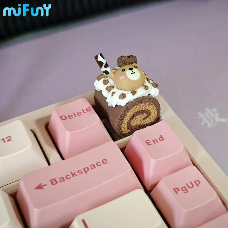 

Милая клавиатура MiFuny с медведем, тортом, ремесленным изготовителем, оригинальная, сделанная на заказ, глиняная аниме клавиатура ручной работы с девушкой, Подарочная механическая клавиатура