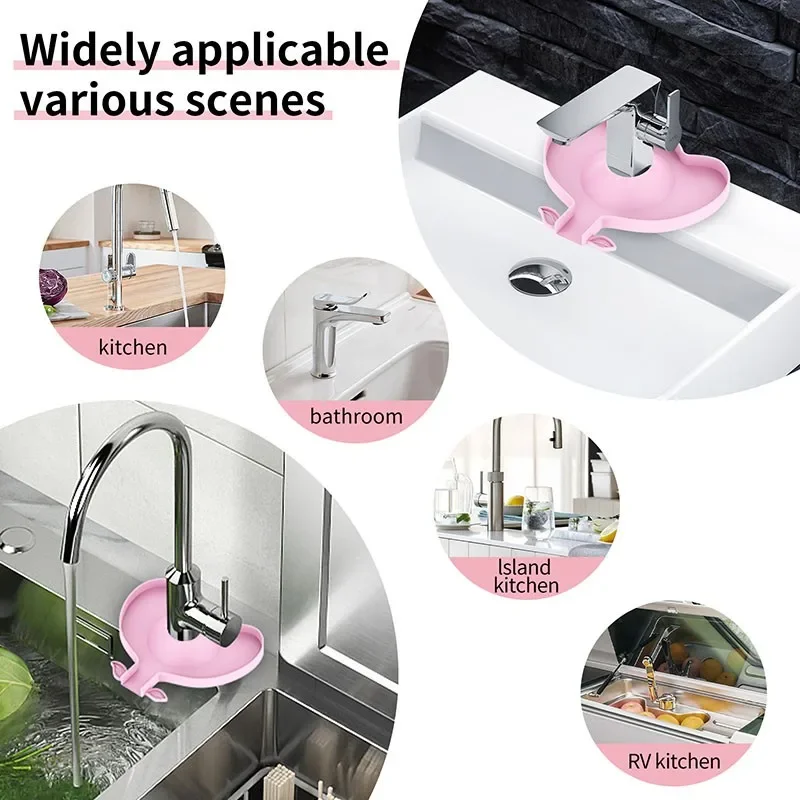 Kitchen Silicone Faucet Mat Flower Sink Splash Pad Drain Pad Bathroom Countertop Protector Shampoo Soap Dispenser Quick Dry Tray faucet mat,kitchen faucet splash pad