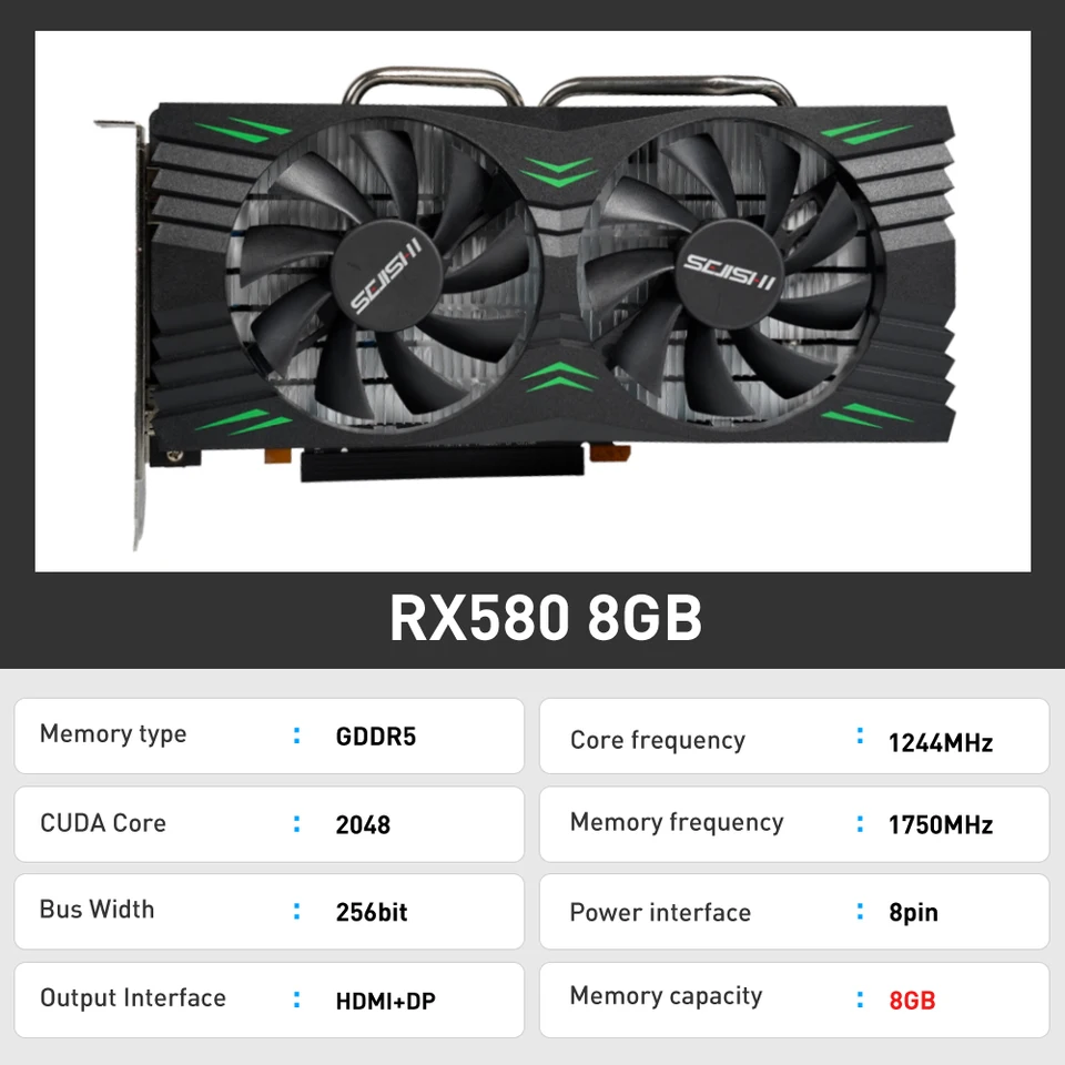 RX580 2048SP ジャンク品12枚セット SEJISHI SJS RX 580 8GB 2048SP 256Bit GDDR5 Gaming Card placa de