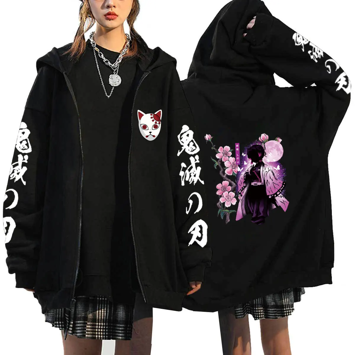 

Demon Slayer Zipper Hoodie Roupas Masculinas Women Men Anime Oversized Hoodies Coat Top Femme Full Zip Sweatshirts Jackets