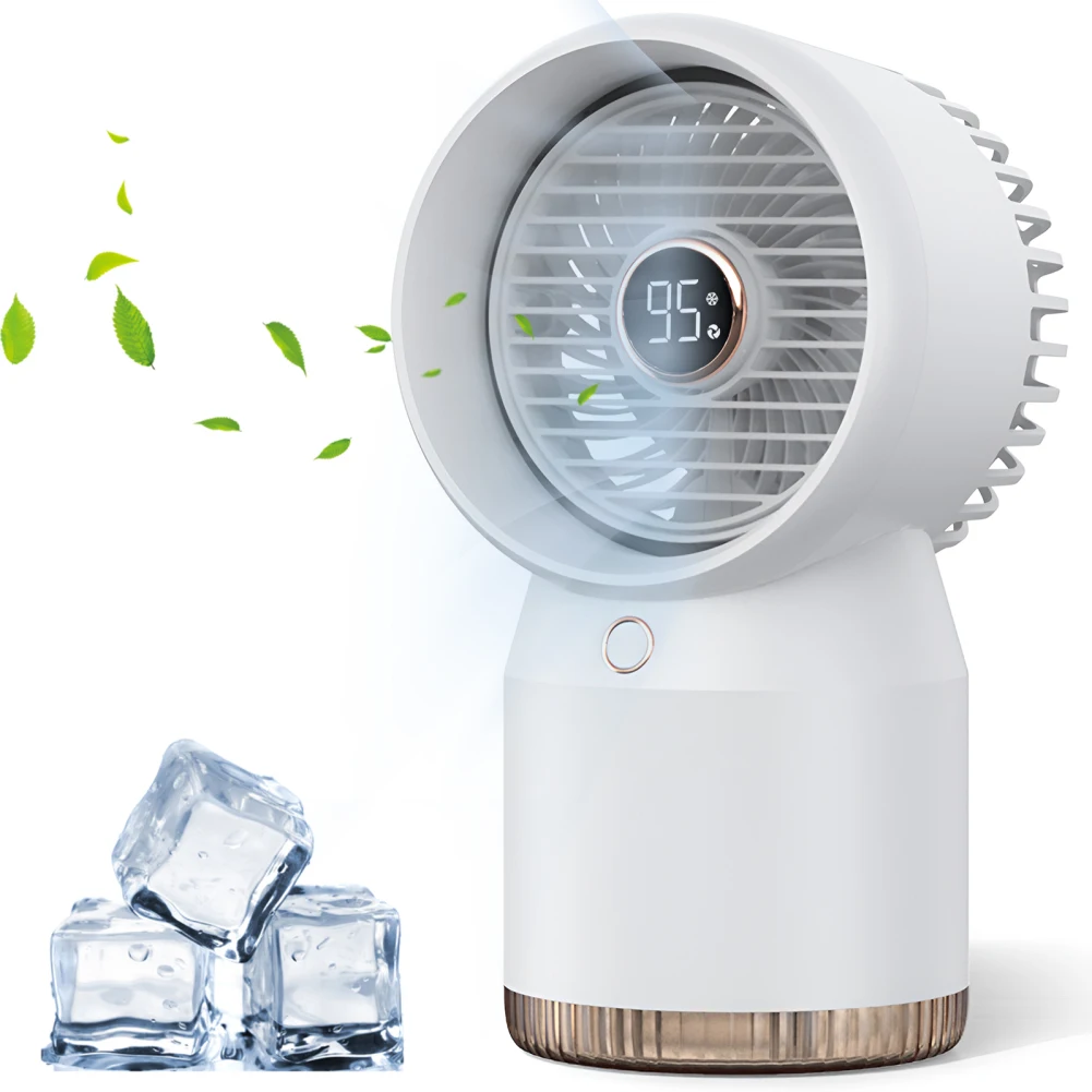 

Портативный мини-вентилятор охлаждения с емкостью для воды 610 мл, цифровой дисплей, бесшумный Настольный увлажнитель