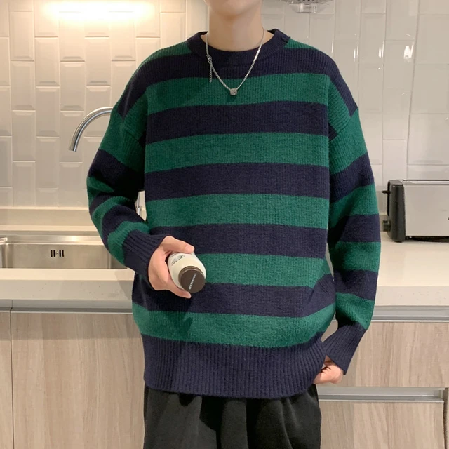 Vintage Knitted Sweater Men Women Harajuku Casual Cotton Pullover Tate  Langdon Sweater Same Style Green Striped Tops 2023 Autumn - AliExpress