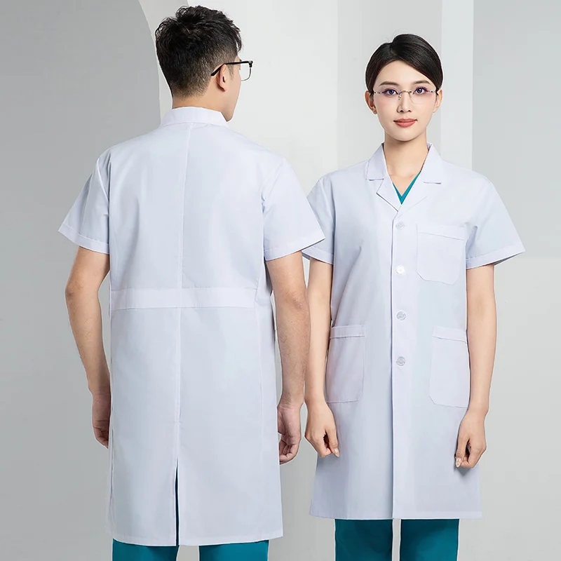 Hospital Clinical doctor work clothes men Women white Medical Uniform Nurse Costume Lab Robe Clothing Beautician Workwear Dress