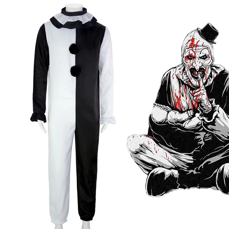 

Terrifier Art The Clown Cosplay Costume Bloody Horror Clown Clothes Suit Halloween Party Costumes