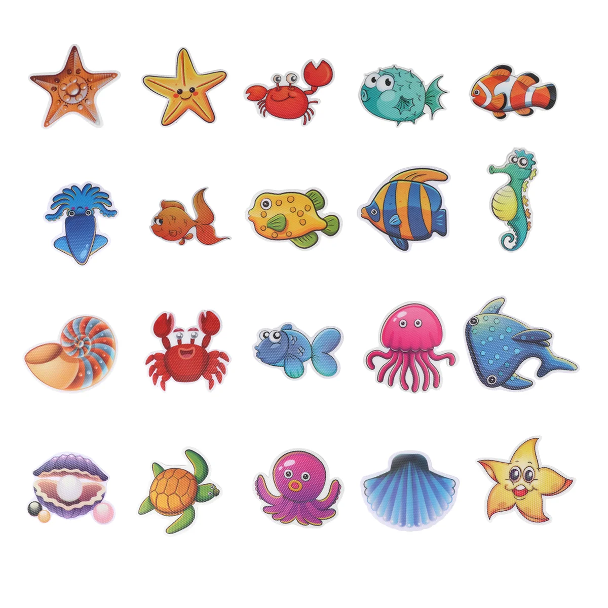 

20pcs Marine Cartoon Stickers Cartoon Bathtub Stickers Prevention Decals Self-adhesive Tub Pasters