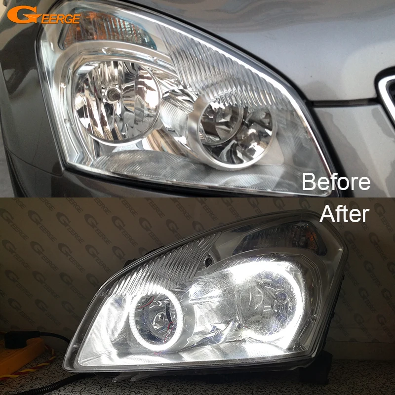 

Для Nissan Qashqai J10 2007 2008 2009 2010 ультра яркий переключатель Дневной светильник сигнал поворота Smd комплект светодиодов «глаза ангела» Halo Rings