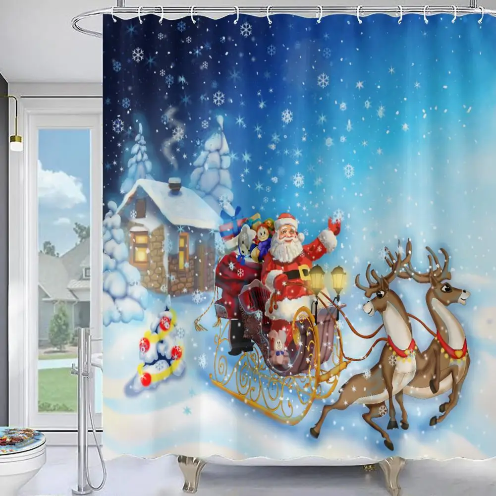 

Праздничная занавеска для душа, легко моющаяся занавеска для ванной, занавеска для душа в рождественском стиле с рисунком Санта-Клауса для спальни