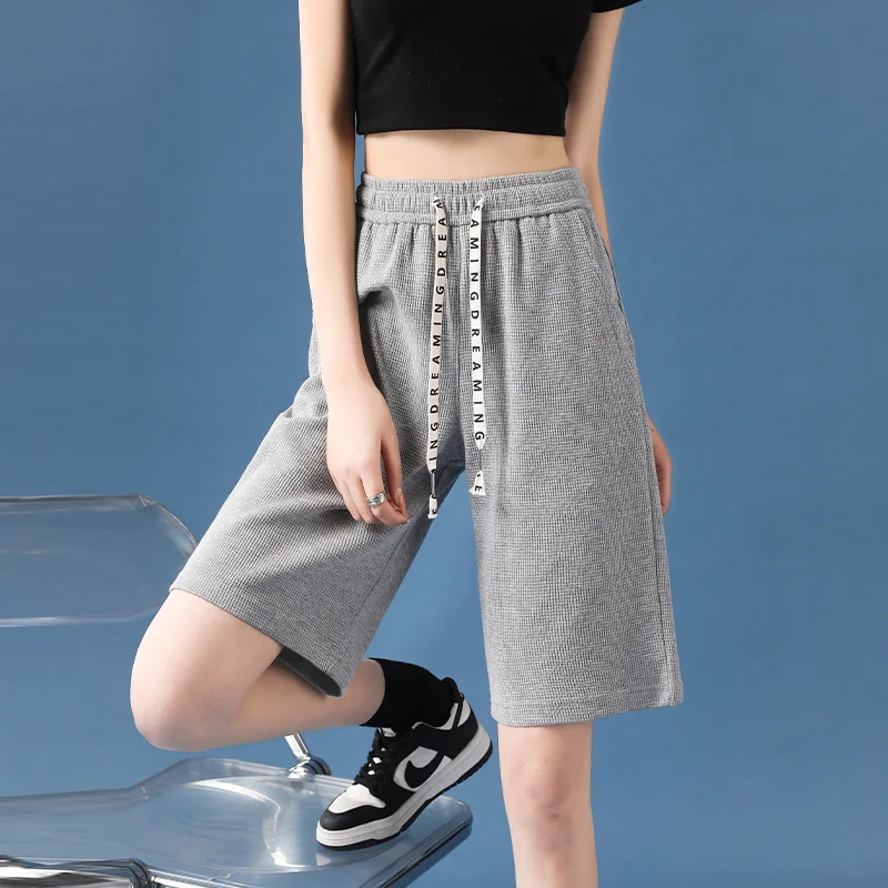 Women Shorts Traf Y2K High Waisted Loose Wide Leg Short Pants Women Clothing Booty Shorts Waffle Fabric Korean Fashion CICHENG