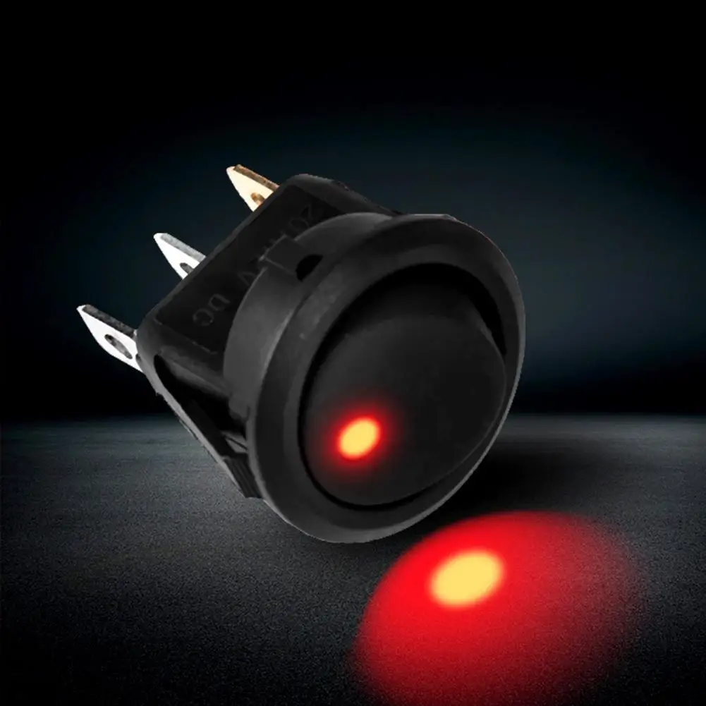12V 20A Black Car Boat Round Dot LED Light Rocker Toggle Switch
