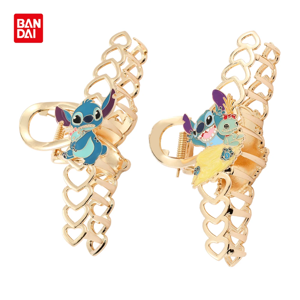 

Bandai Lilo & Stitch Metal Hairpin Hollow Love Heart Stitch Hair Clip Women Fashion Hair Claw Cute Anime Head Accessories Gift