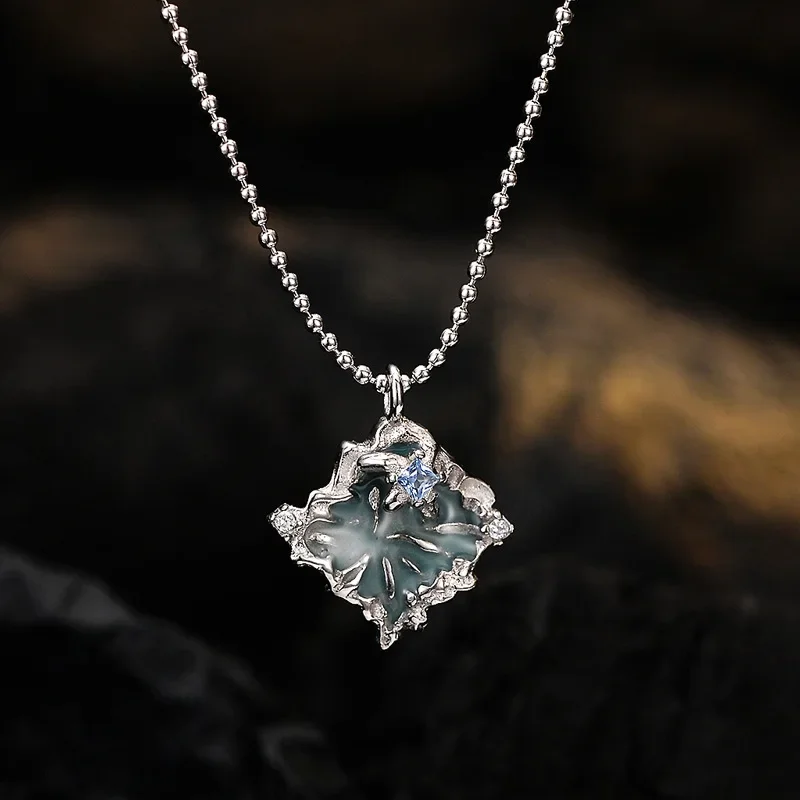 Youth Of Vigor Solid 925 Silver Iconic Blue Smalto Cz Accent Collana Con Ciondolo Irregolare Muslimah