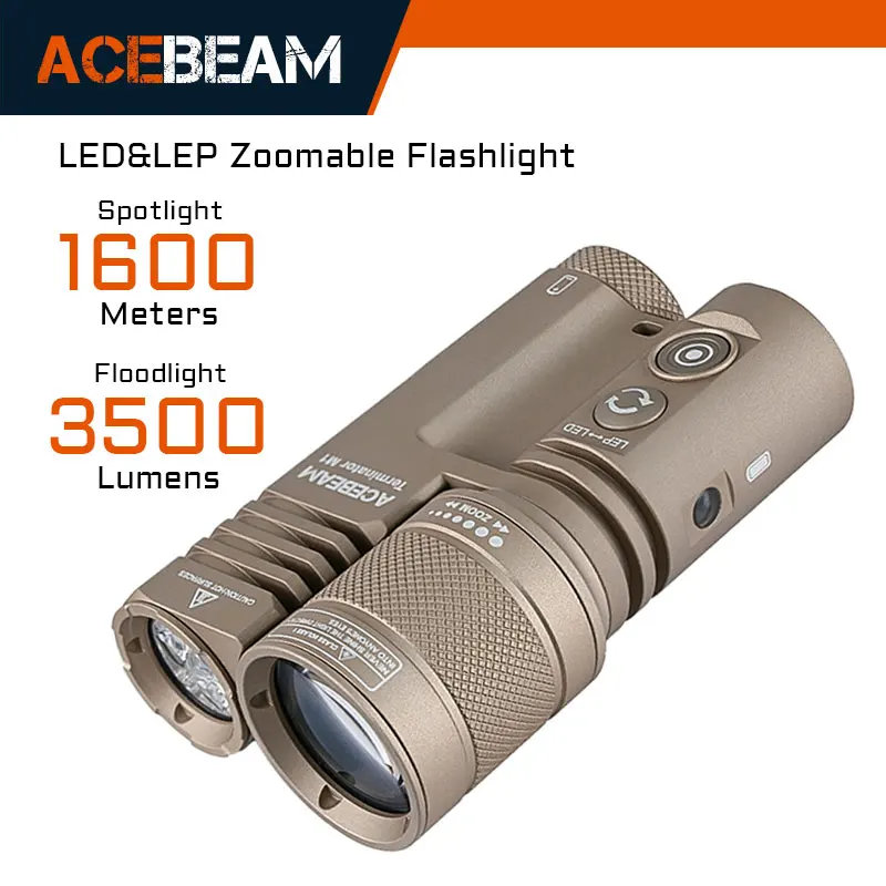 ACEBEAM Terminator M1 LED(Floodlight) & Zoomable LEP(Spotlight