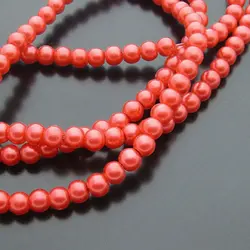 Vibrant Glass Dyeing Color Round Imitation Pearl Beads for DIY Jewelry and Accessories (Red)