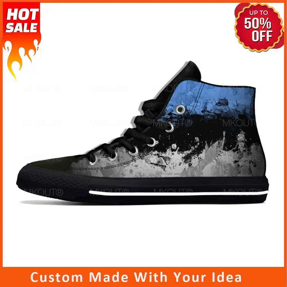 

Hot Estonia Estonian Flag Patriotic Pride Fashion Casual Cloth Shoes High Top Lightweight Breathable 3D Print Men Women Sneakers