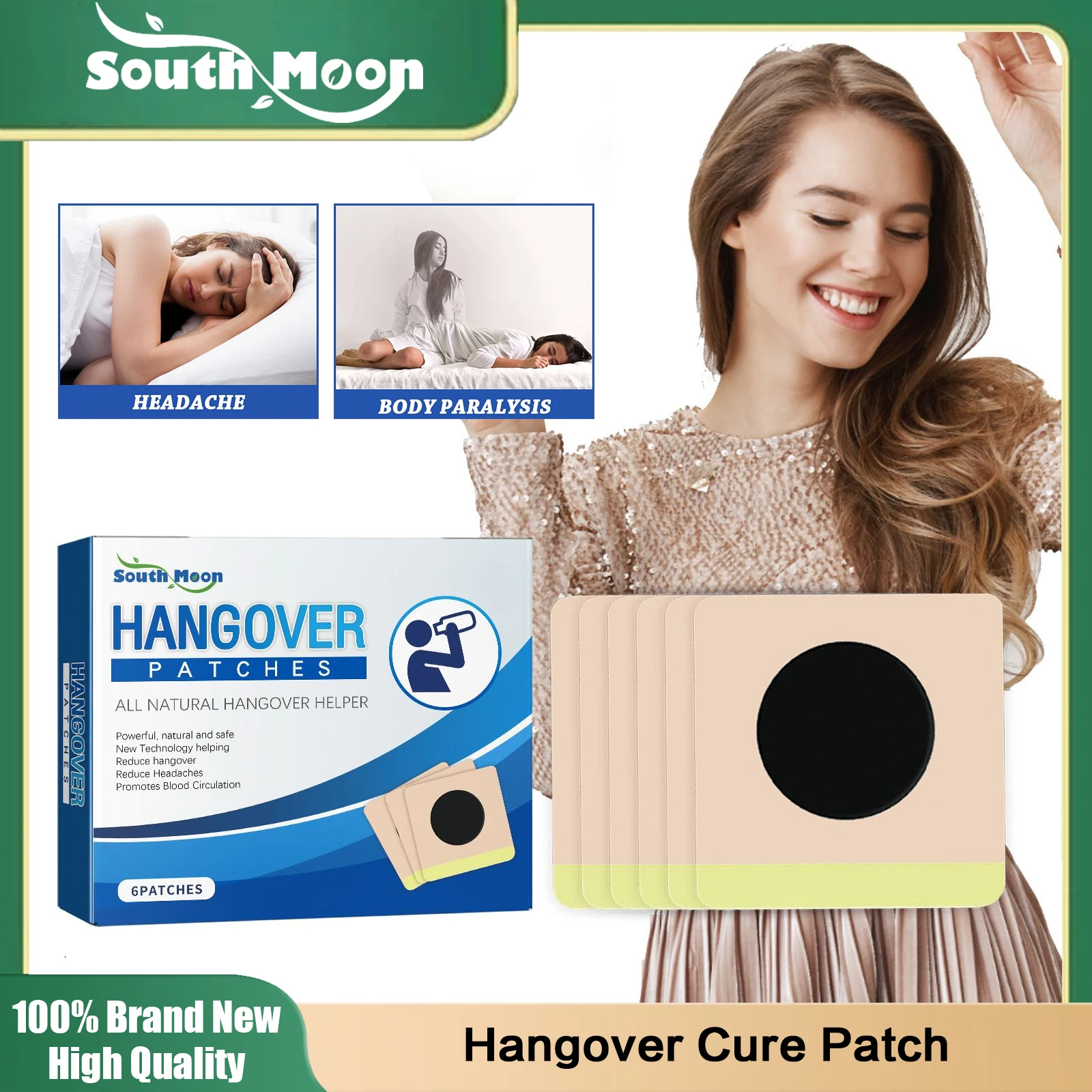 6pcs hangover cure patch drunk relief anti-alcoholism reduce alcohol damage protect liver herbal sticker