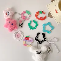 Ins Style Cute Acrylic Cartoon Keychain Holder Korea Kawaii Fruit Cupcake Star Shaped Decor for Bag Pendant Hook Key Hanging 2