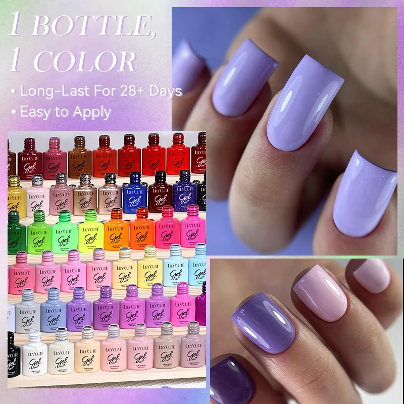 LILYCUTE 7ml 라이트 퍼플 컬러 시리즈 젤 매니큐어 로즈 레드 UV LED 세미 퍼머넌트 젤 바니시 네일 아트 매니큐어 용
