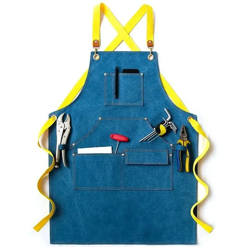 

Denim Korean Version Fashion Custom Barista Milk Tea Barber Shop Painting Children's Printed Logo Workwear Clothing Apron