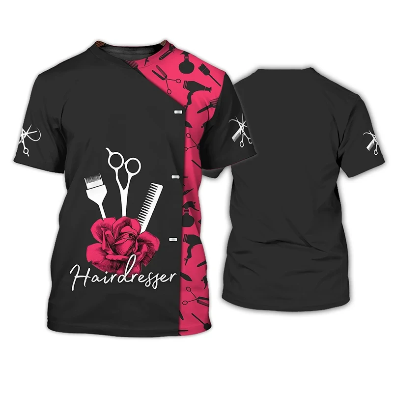 T-shirt Homme Décontracté Imprimé 3D Coiffeur/barbier - Manches Courtes, Taille L - Marque Guztech