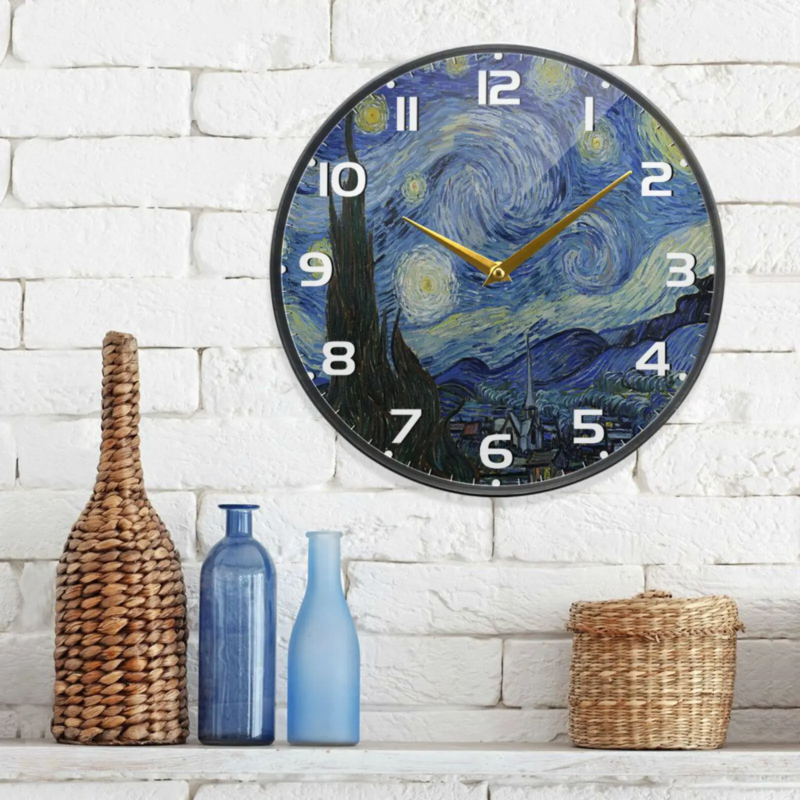 

World famous paintings harvest starry sky mute clock personality creative Nordic wall clock light luxury home bedroom clock